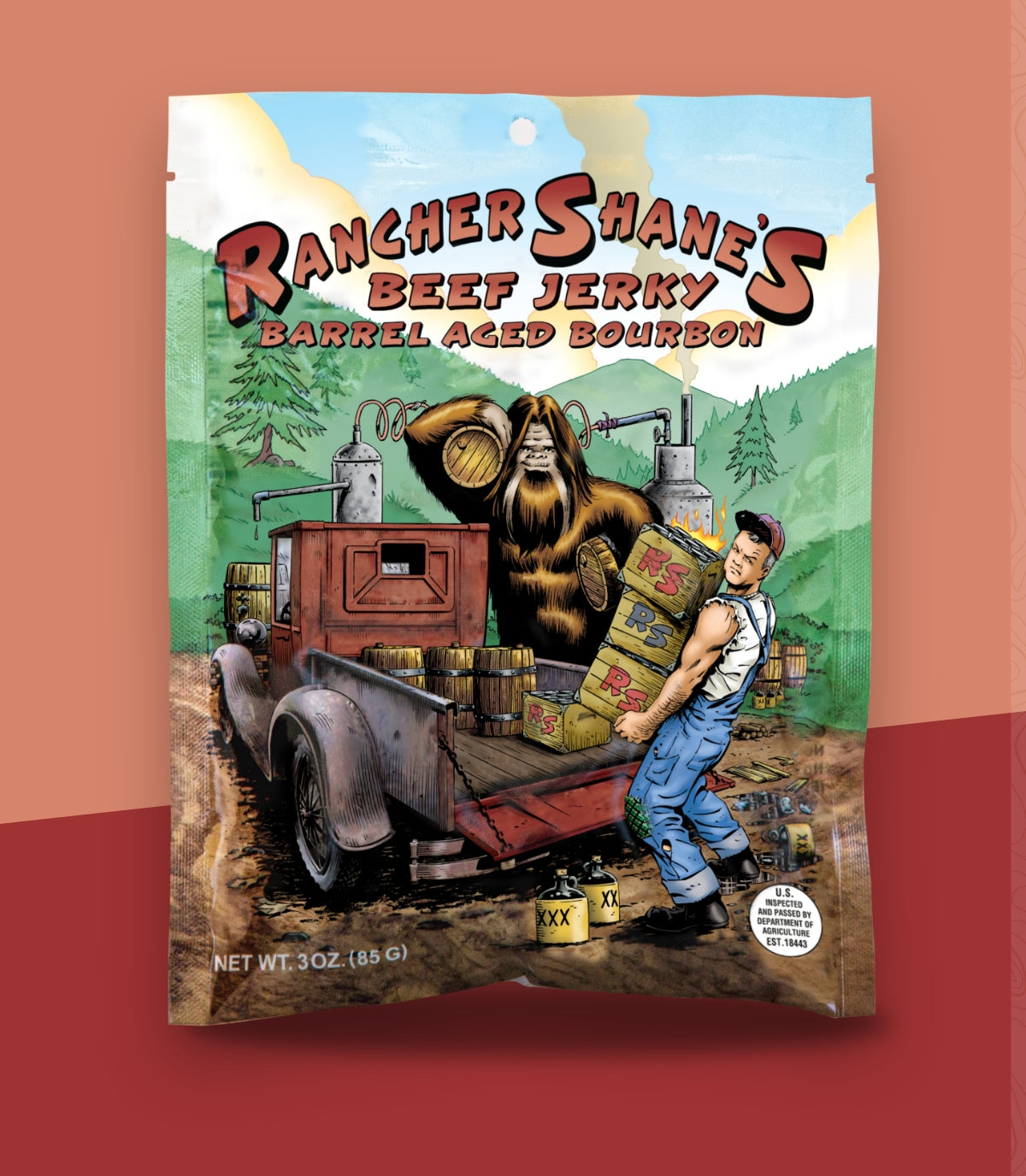 Rancher Shane's Barrel Aged Bourbon Beef Jerky front of package