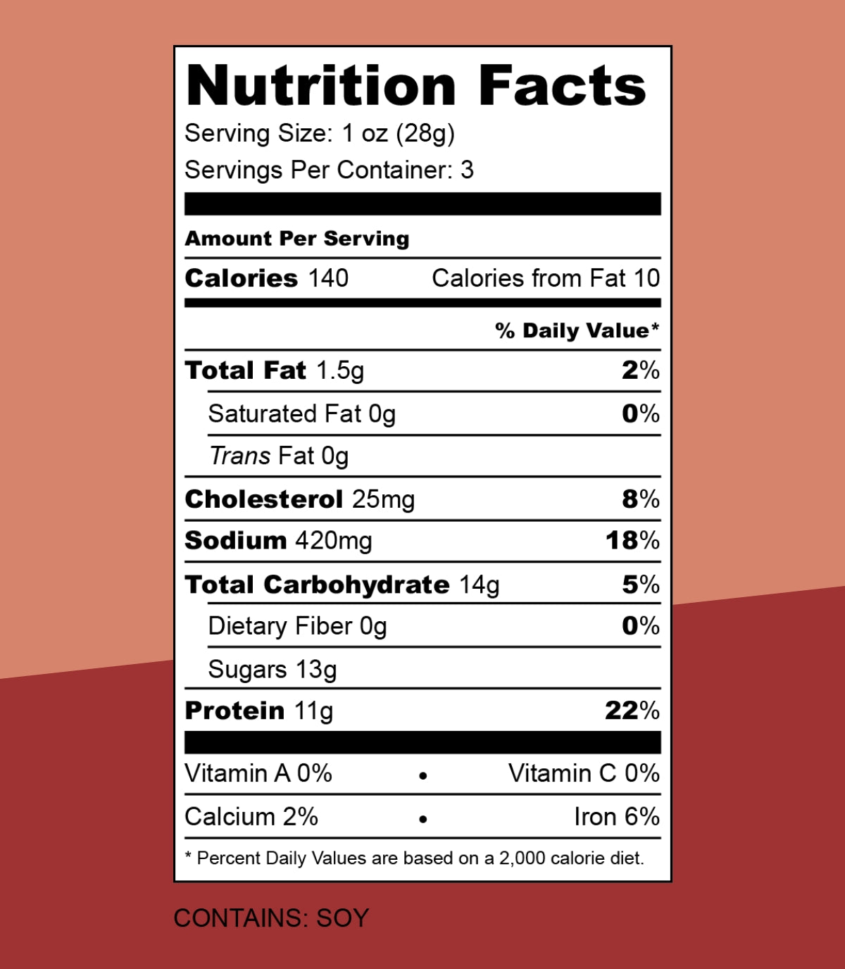Rancher Shane's Barrel Aged Bourbon All-Natural Beef Jerky nutrition label