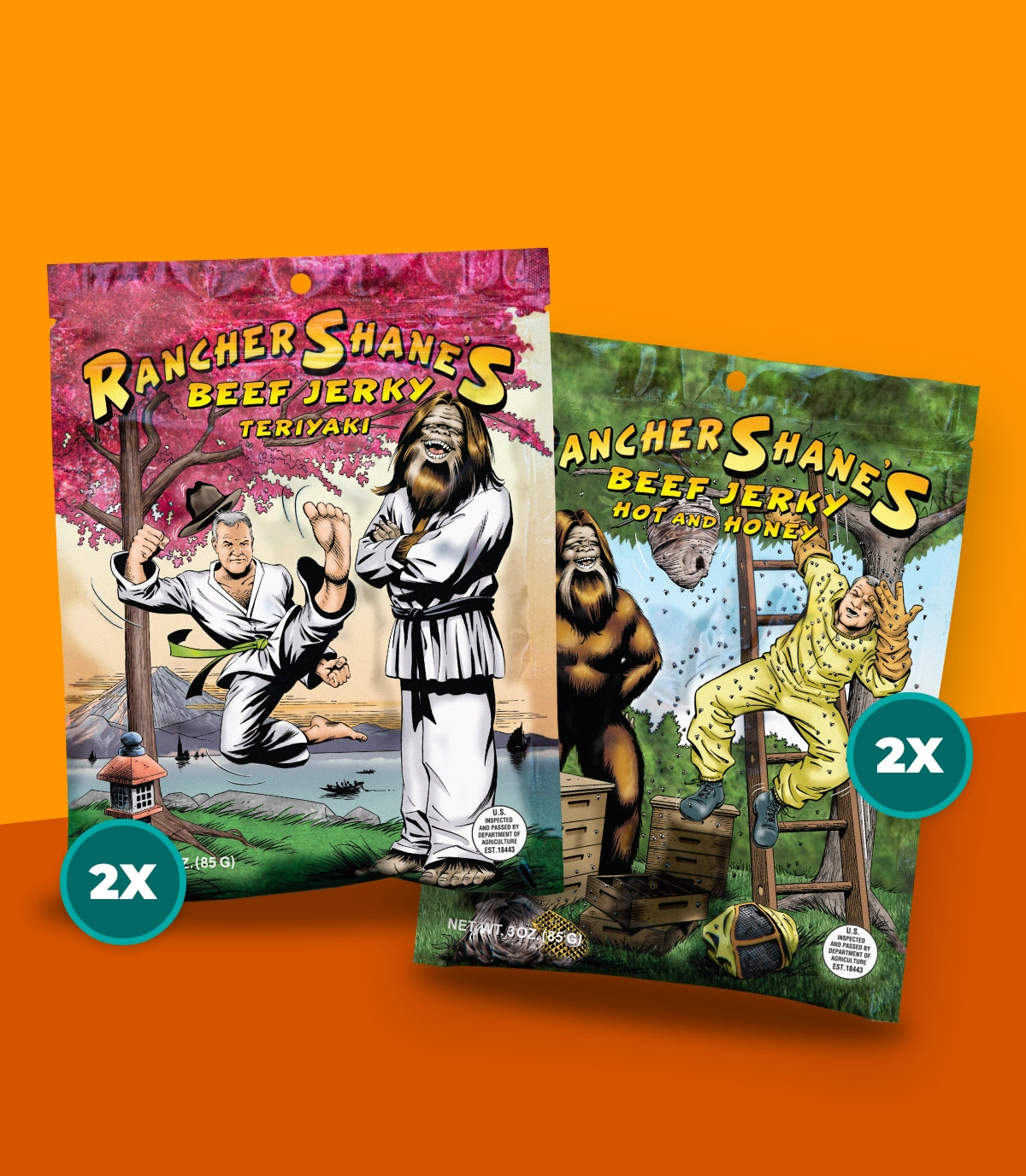 Rancher Shane's Sweet Heat Beef Jerky pack - Teriyaki and Hot Honey
