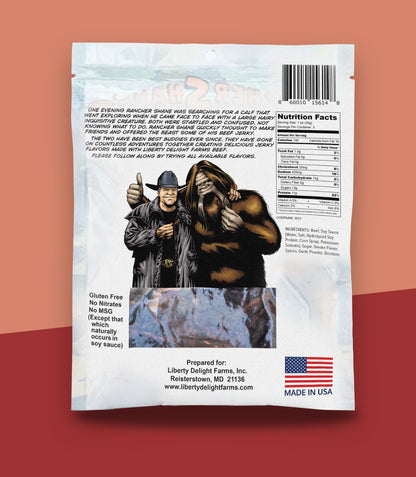 Rancher Shane's Barrel Aged Bourbon All-Natural Beef Jerky back of package