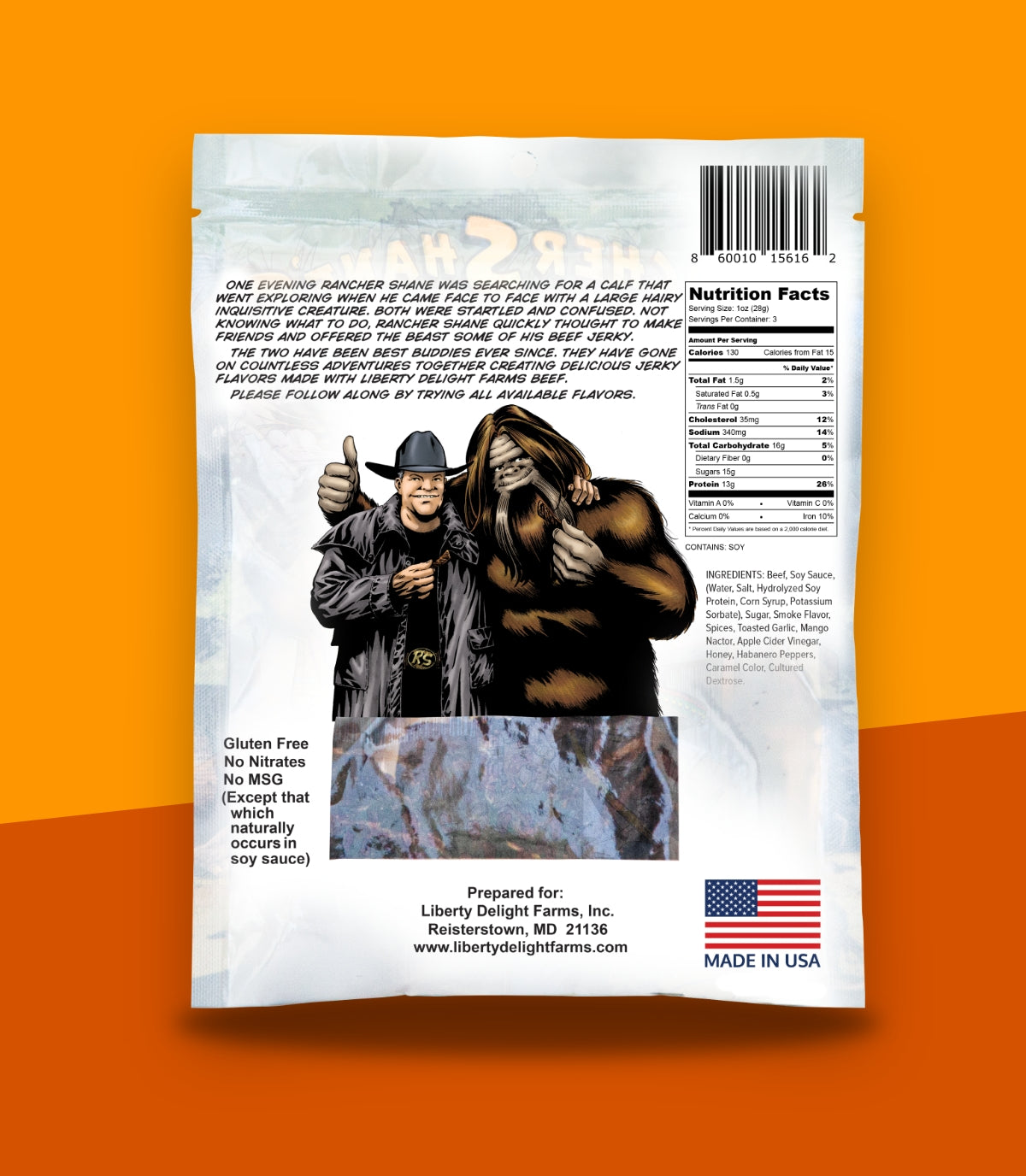 Rancher Shane's Mango Habanero All-Natural Beef Jerky back of package